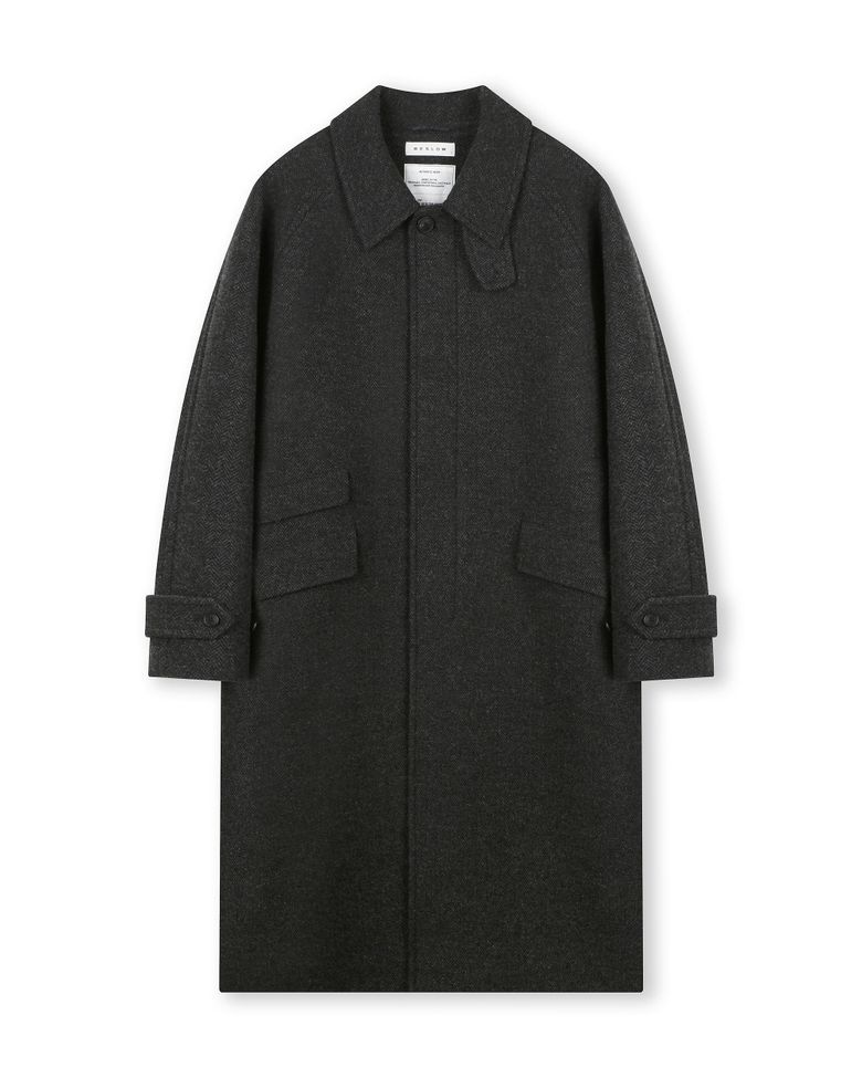 OVERSIZED HERRINGBONE ALPACA BALMACAAN COAT CHARCOAL HERRINGBONE