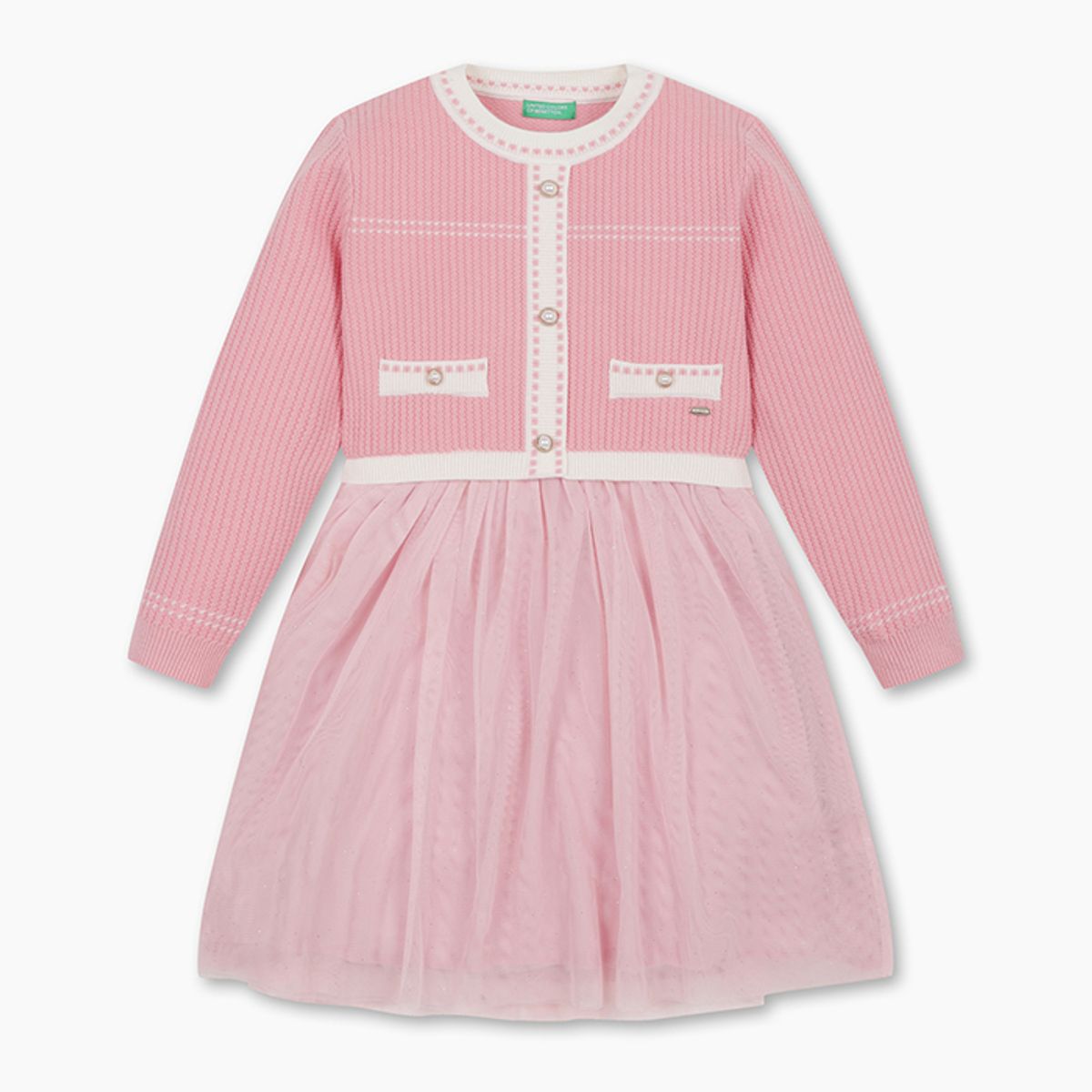 베네통키즈(BENETTONKIDS) 자가드 샤 니트 원피스_QAOP21561PK
