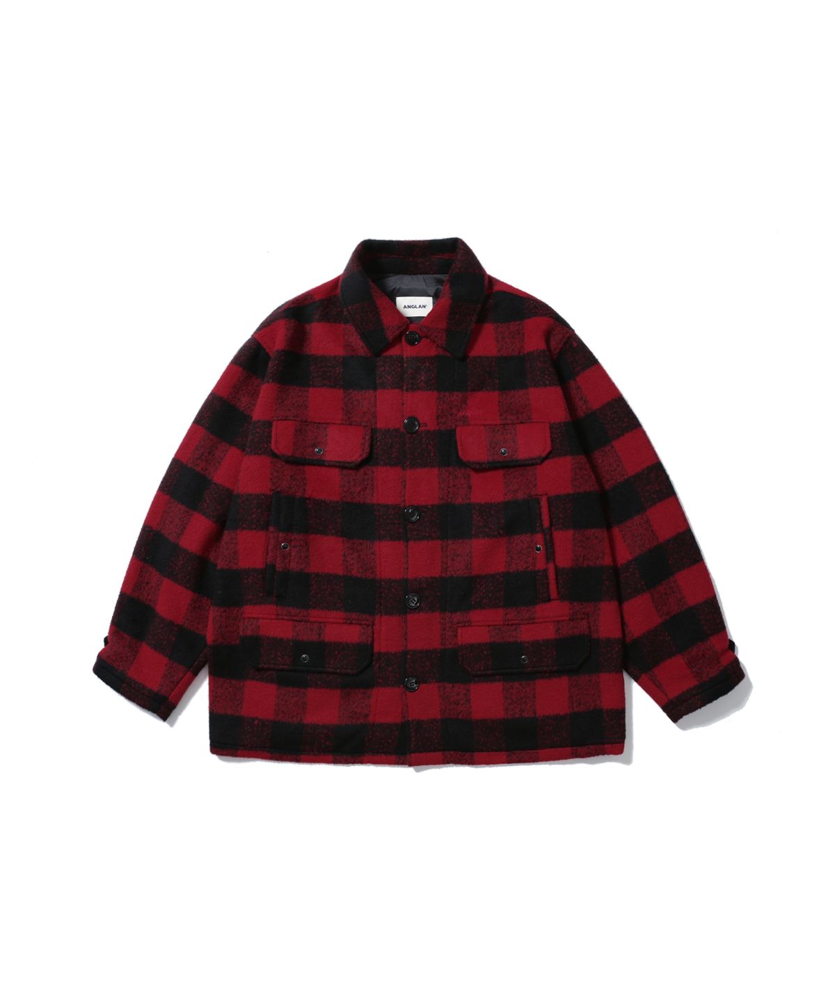 앵글런(ANGLAN) Mackinaw Checked Jacket - Red