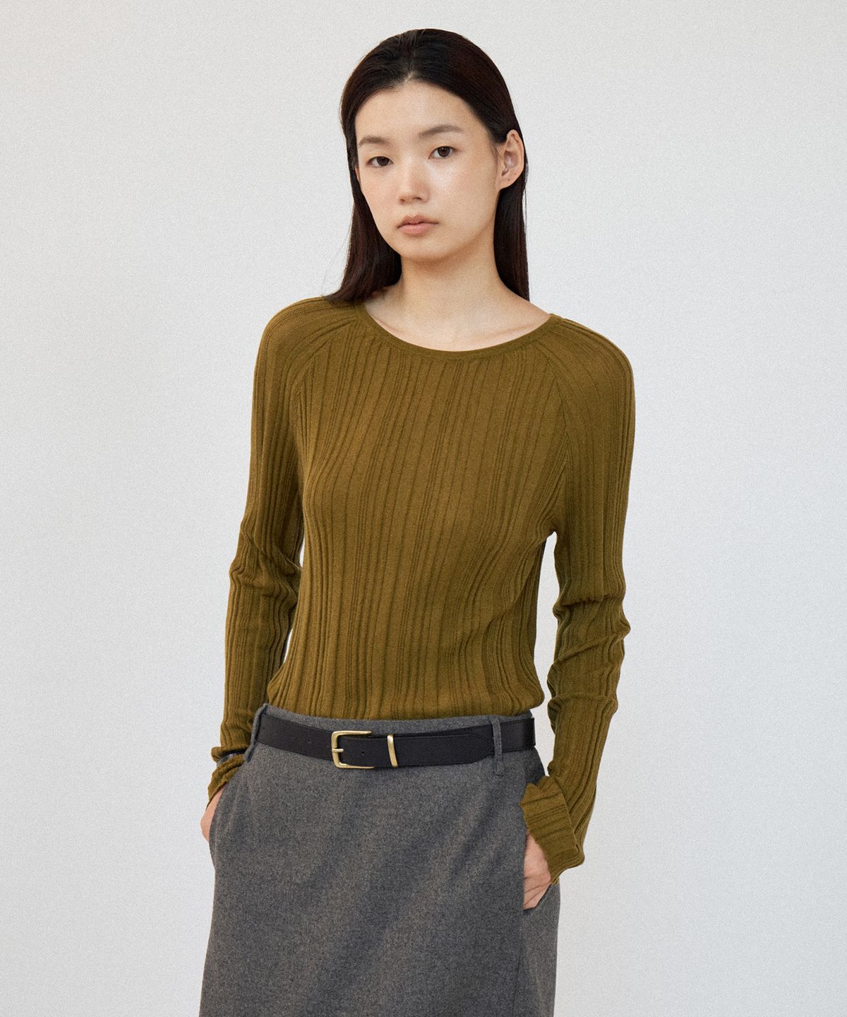 호와스(HOWUS) ERIN STRAIGHT KNIT (OLIVE)