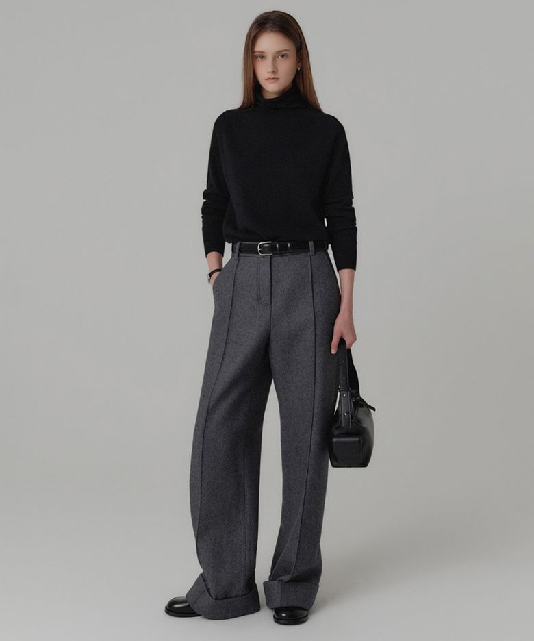 에일린 울 카브라 팬츠_차콜 / AILEEN WOOL CABRA PANTS_CHARCOAL