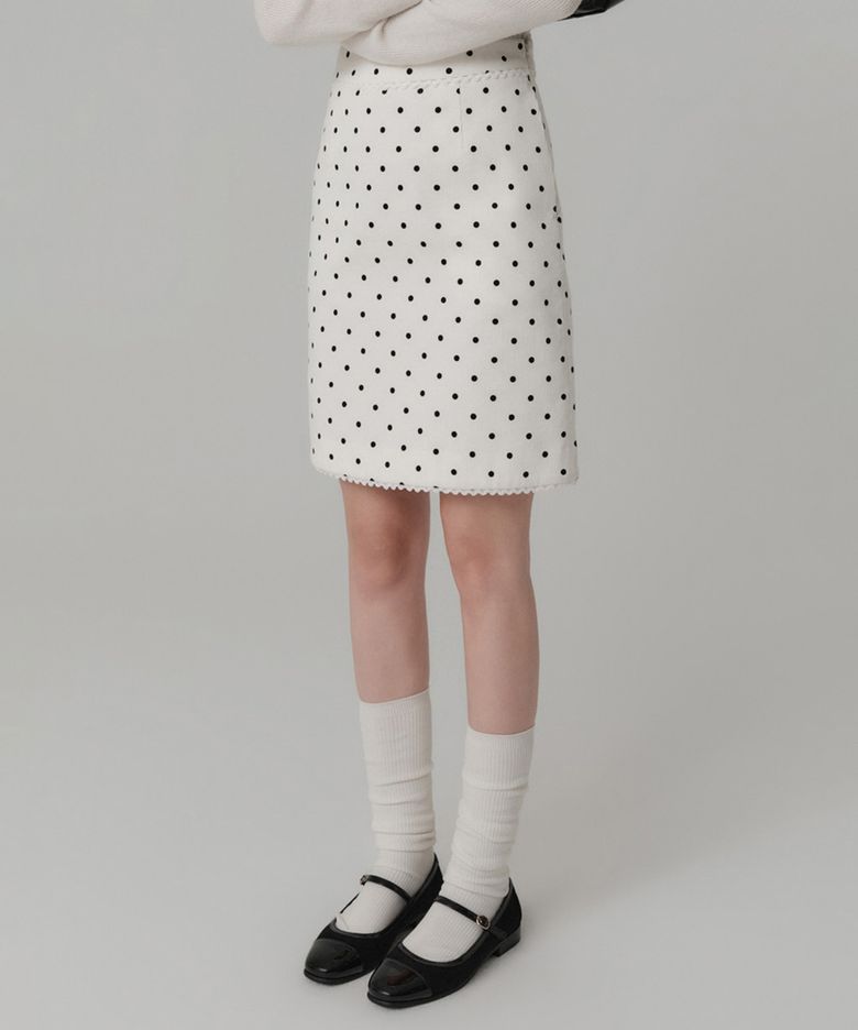 라일라 트리밍 도트 스커트_화이트 / LYRA TRIMMING DOT SKIRT_WHITE