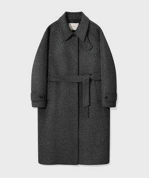 [Drape Wool] (우먼) 캐시미어블렌드 세미오버핏 발마칸 로브코트_챠콜