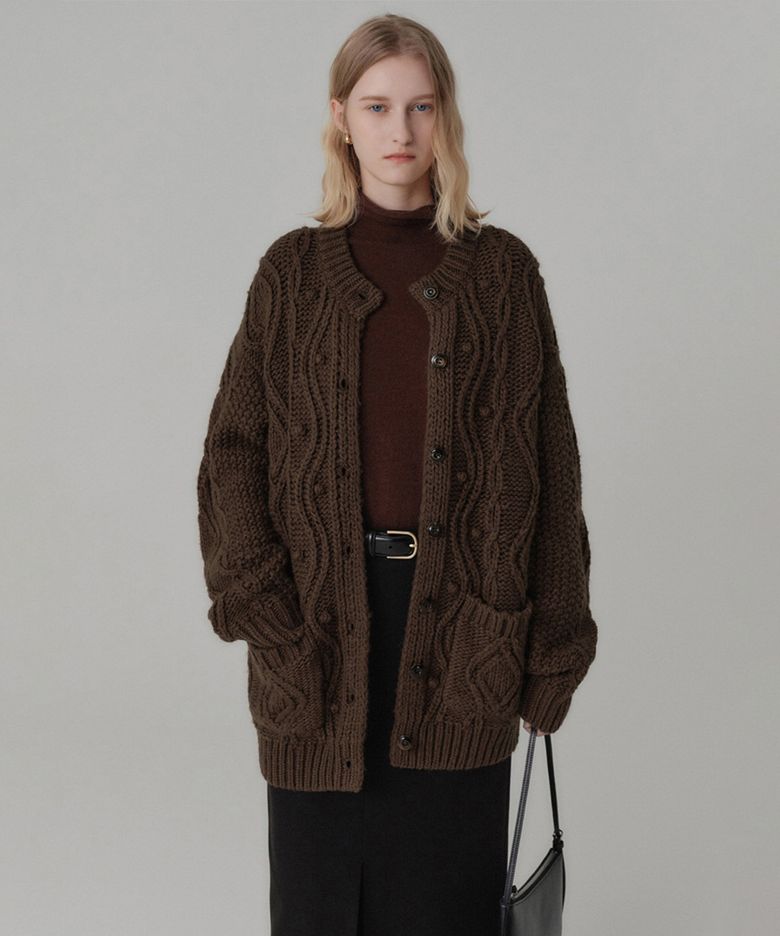설리 청키 니트 가디건_브라운 / SULLY CHUNKY KNIT CARDIGAN_BROWN
