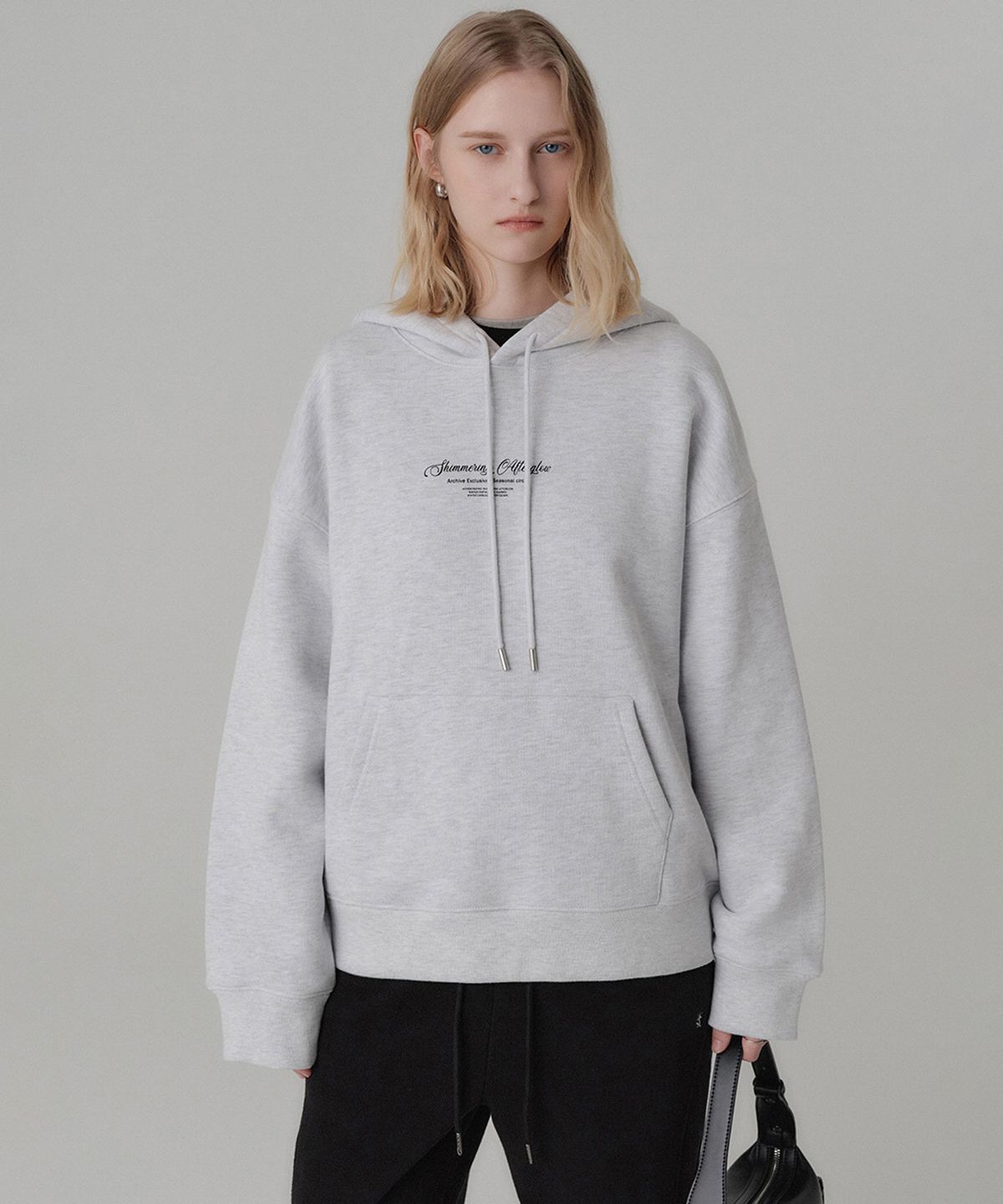 룩캐스트(LOOKAST) 윈터 시그니처 시즈날 기모 후드_화이트 그레이 / WINTER SIGNATURE SEASONAL GIMO HOODIE_WHITE GREY