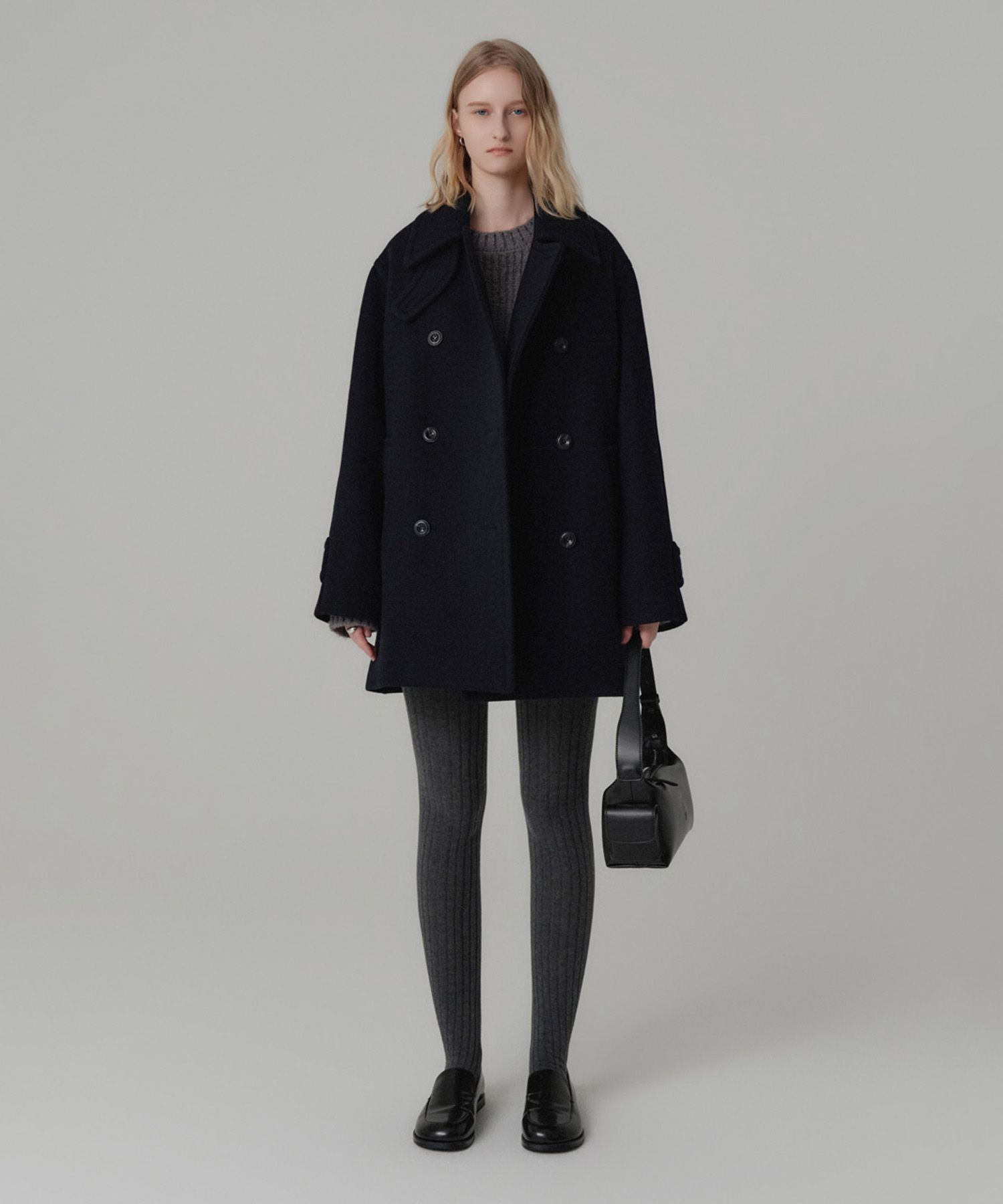 MUSINSA公式 | LOOKAST セリーナウールハーフコート_ダークネイビー