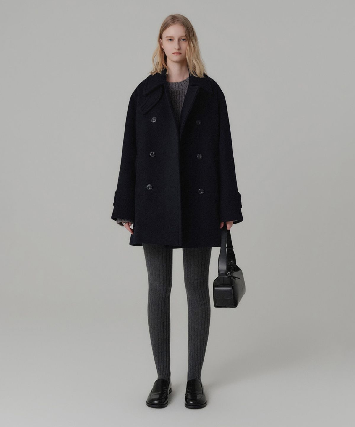 룩캐스트(LOOKAST) 셀리나 울 하프 코트_다크 네이비 / CELINA WOOL HALF COAT_DARK NAVY