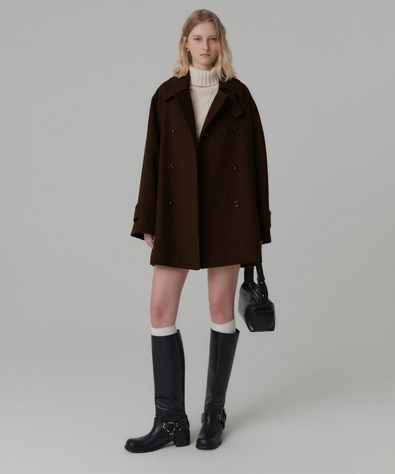 셀리나 울 하프 코트_브라운 / CELINA WOOL HALF COAT_BROWN