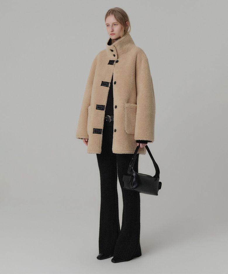 리암 리버시블 시어링 코트_블랙 / LIAM REVERSIBLE SHEARLING COAT_BLACK