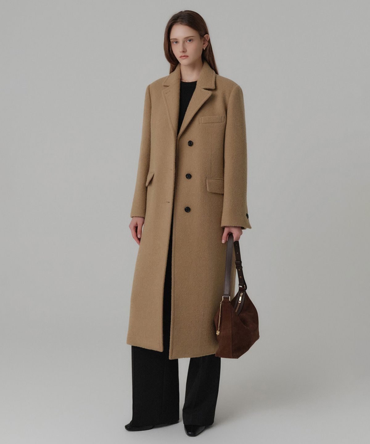 룩캐스트(LOOKAST) 소이 부클 울 싱글 코트_카멜 / SOY BOUCLE WOOL SINGLE COAT_CAMEL