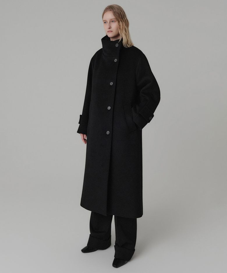 하이넥 울 오버사이즈 코트_블랙 / HIGH NECK WOOL OVERSIZED COAT_BLACK