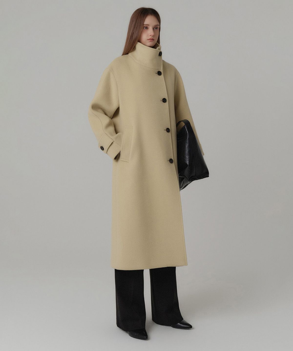 룩캐스트(LOOKAST) 하이넥 울 오버사이즈 코트_엘로우 / HIGH NECK WOOL OVERSIZED COAT_YELLOW