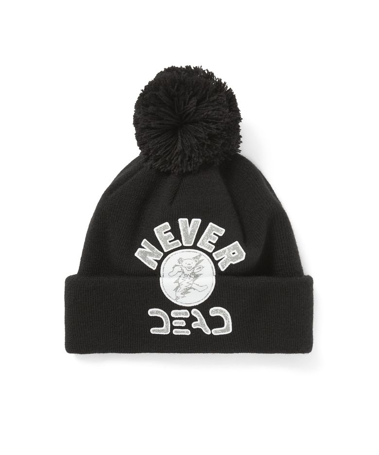 GD Lightning Bear Pom Beanie Black