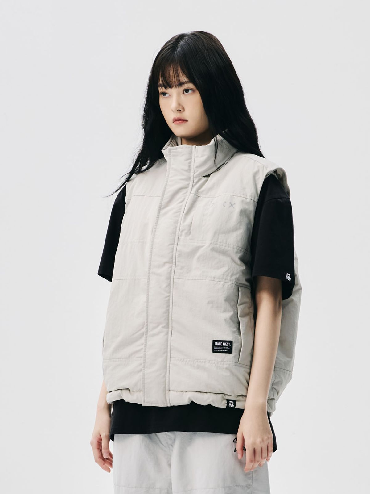 제이미웨스트(JAMIE WEST) 프리마로프트 히든후드 헤비 베스트 (그레이)