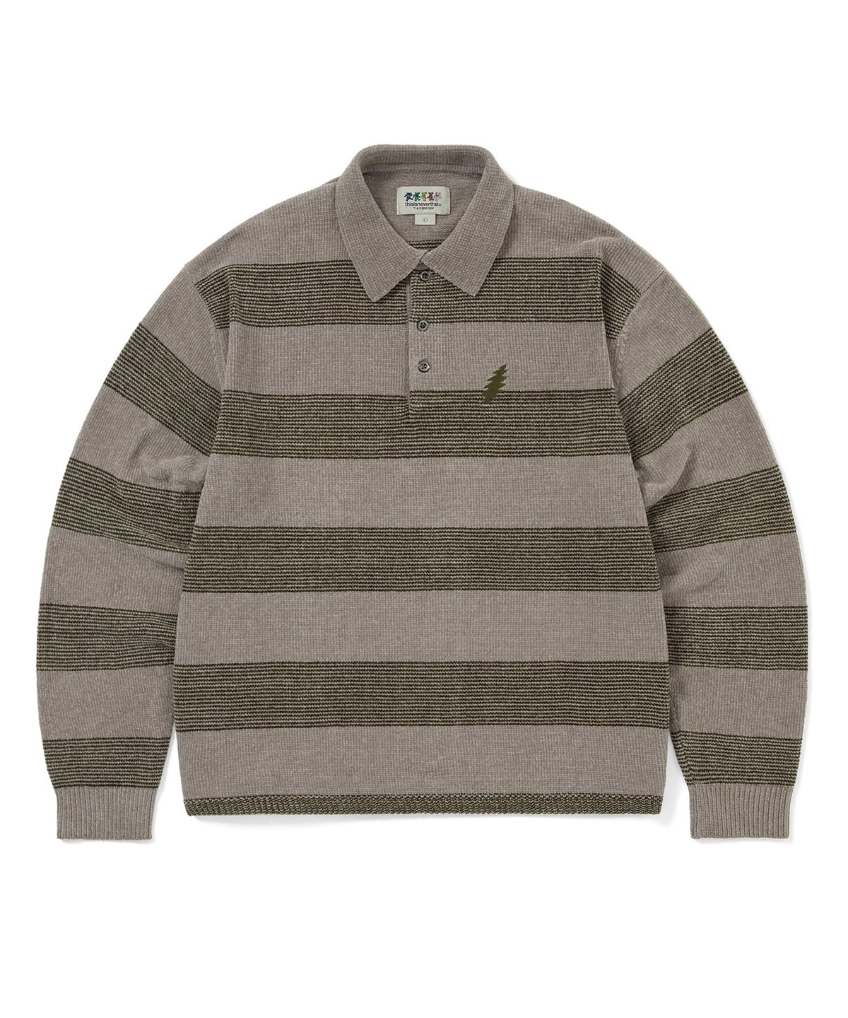 디스이즈네버댓(THISISNEVERTHAT) GD Lightning Velvet Knit Polo Khaki