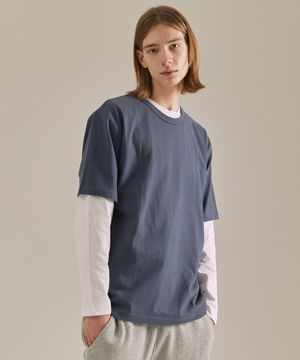 UNI 면16수 릴렉스핏 반팔티셔츠 다크블루 LATS0109