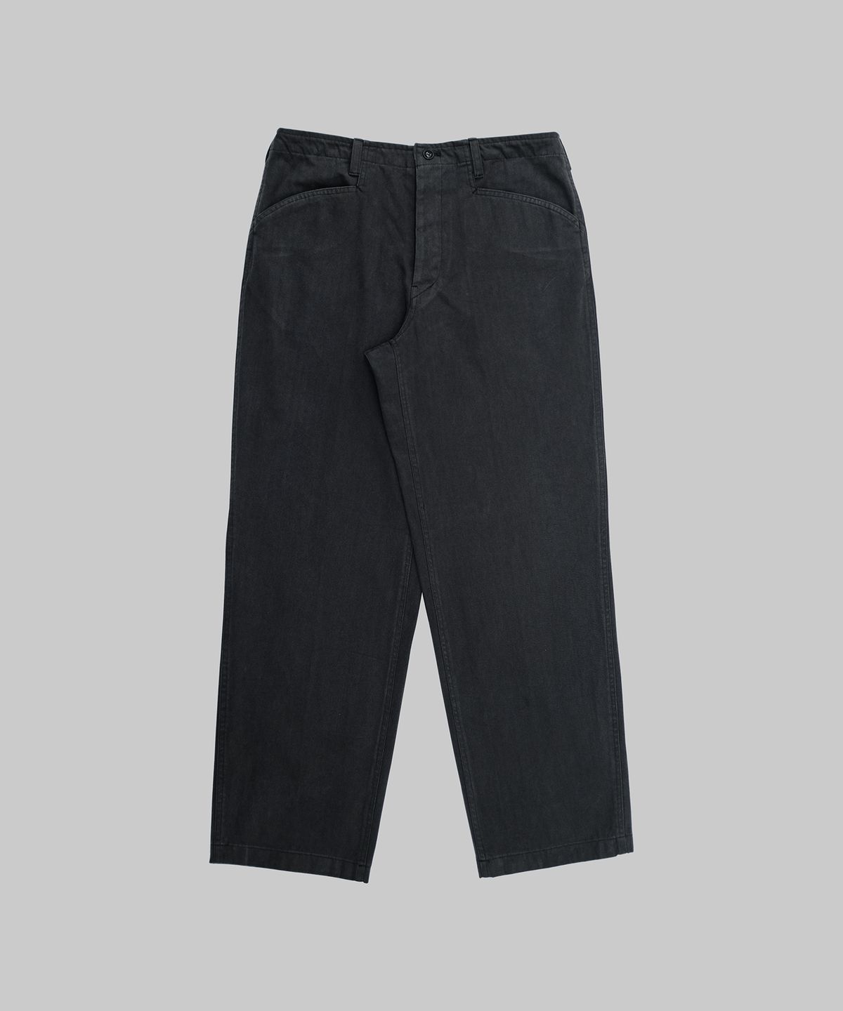 뗄라(TELA) Charcoal Navy Herringbone Twill Cotton Work Pants