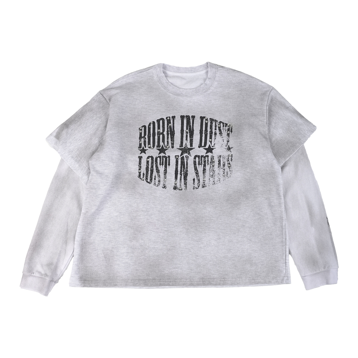 이알티알(ERTR) Lost In Stars Layered Sweatshirt Melange Grey
