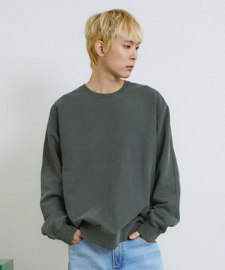 PIGMENT CUT-LINE SWEATSHIRT (KHAKI)