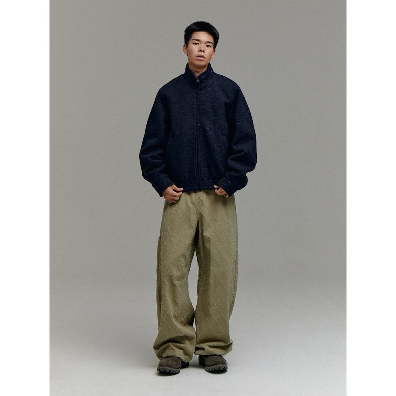 (UNISEX) 트위드 헤링턴 재킷  네이비