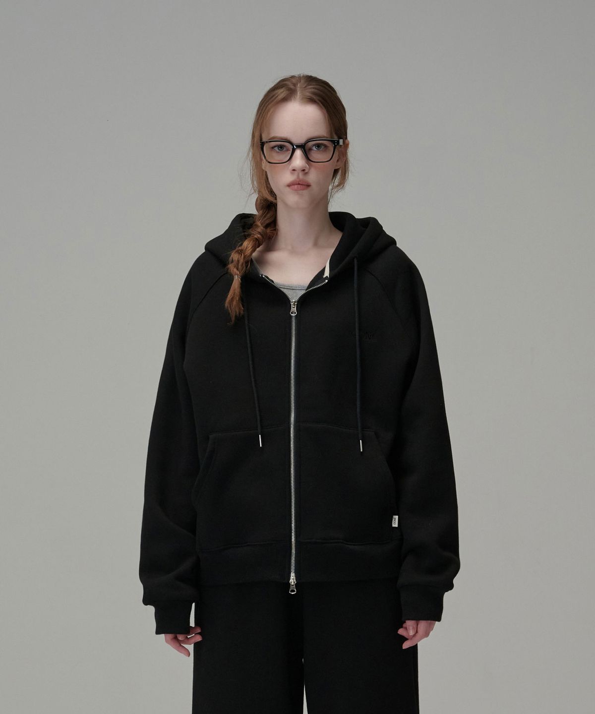 우네(OONE) Soft Cotton Hoodie Zip-up_Black