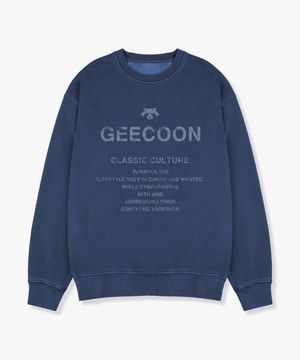 피그먼트 다잉 빈티지 레터링 스웨트셔츠 GEE257-109 블루