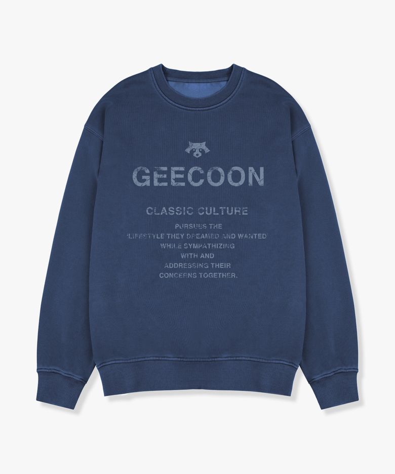 피그먼트 다잉 빈티지 레터링 스웨트셔츠 GEE257-109 블루