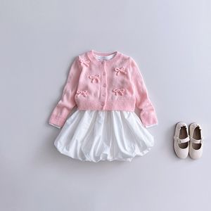 앙쥬 니트 가디건+레브 원피스(아이보리) SET