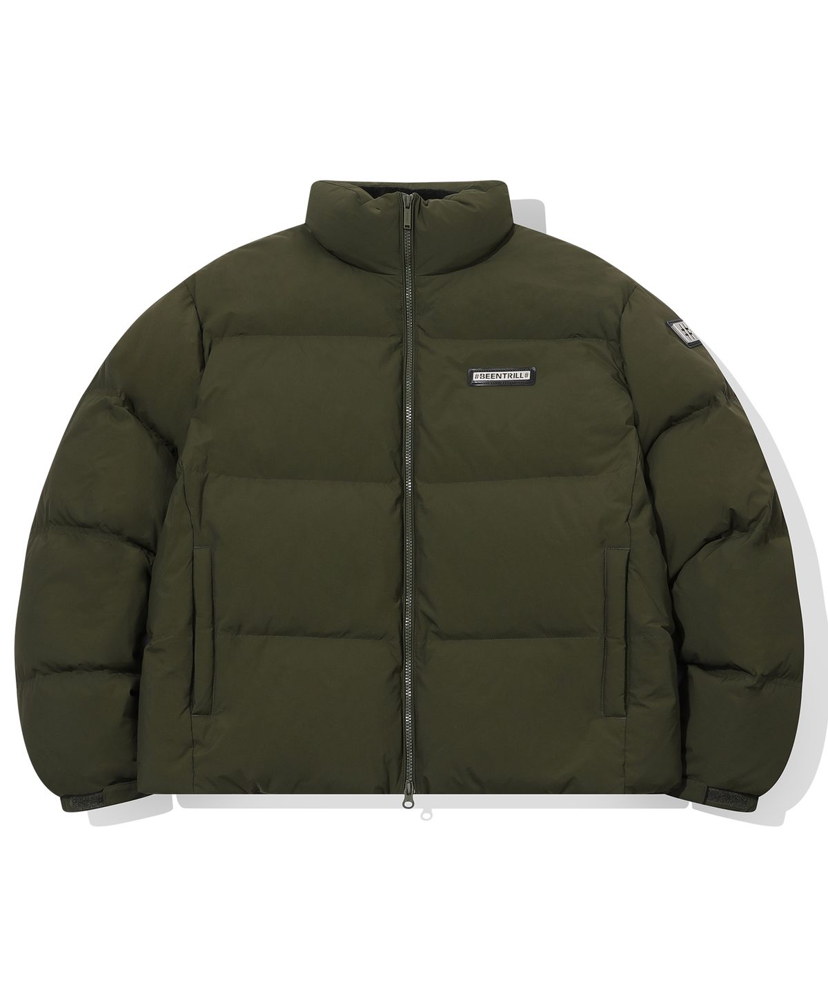 빈트릴(BEENTRILL) 와펜 하이넥 숏패딩(올리브)