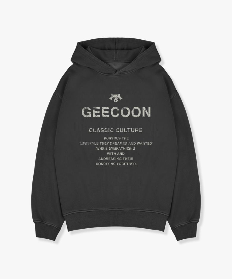 피그먼트 다잉 빈티지 레터링 후드 스웨트셔츠 GEE257-105 챠콜
