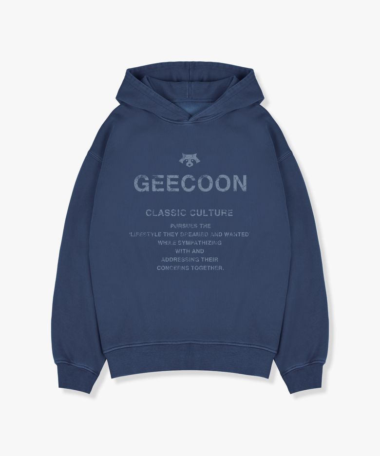 피그먼트 다잉 빈티지 레터링 후드 스웨트셔츠 GEE257-105 블루