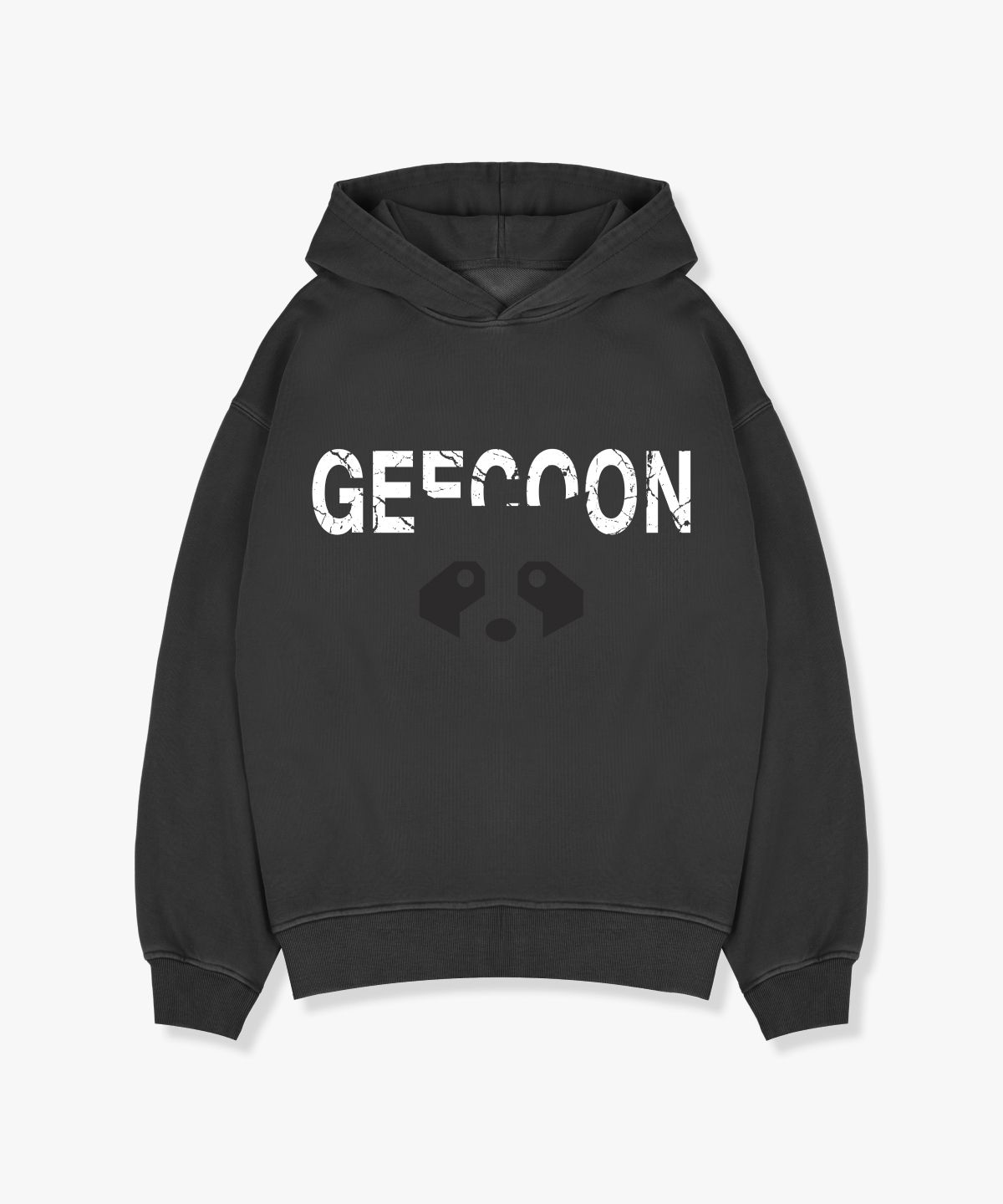 지쿤(GEECOON) 피그먼트 다잉 다크네스 심볼 후드 스웨트셔츠 GEE257-103 챠콜