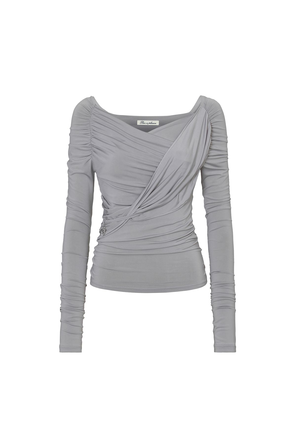 페인오어플레져(PAINORPLEASURE) DRAPED OFF SHOULDER TOP grey