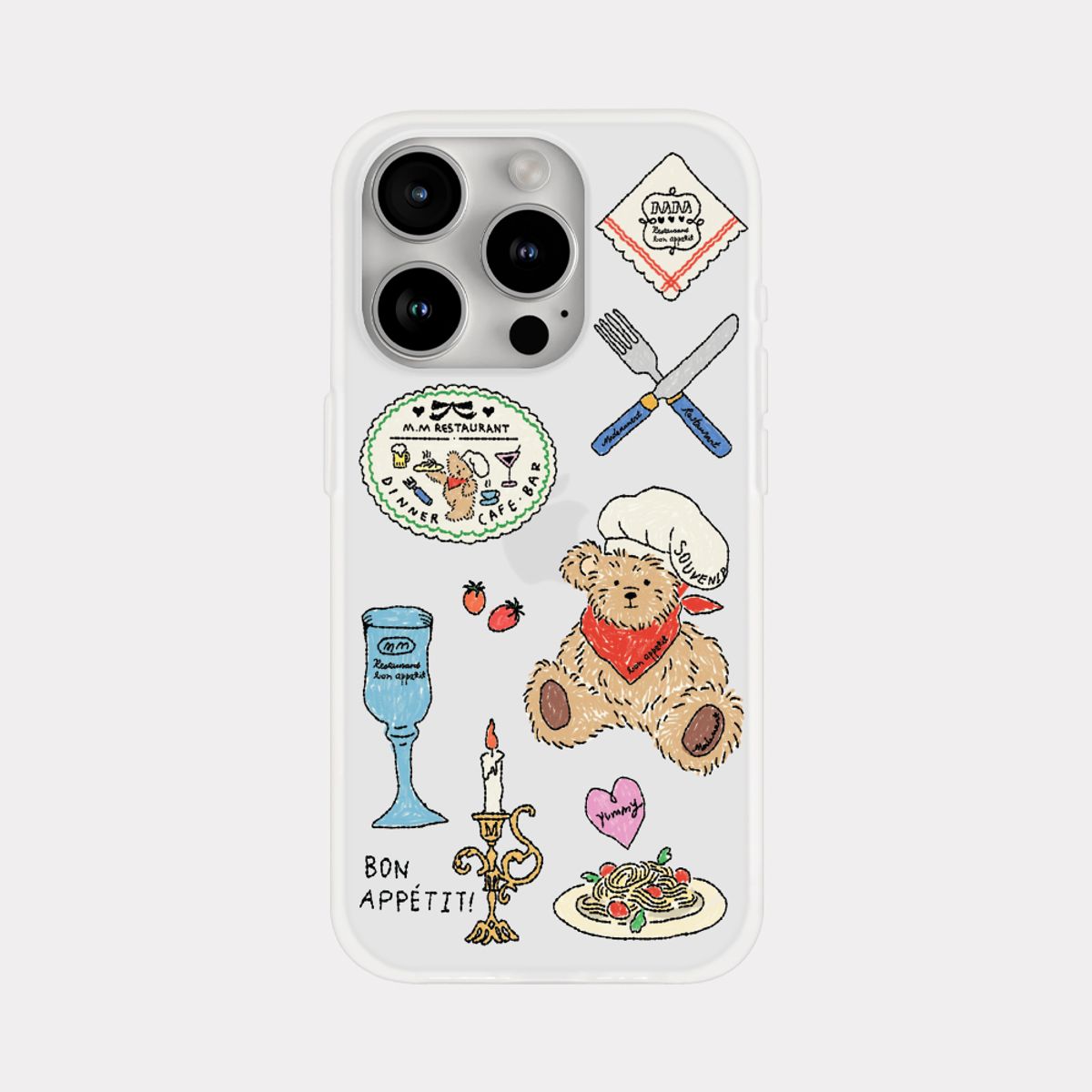 메이드모먼(MADEMOMENT) vintage restaurant pattern 디자인 [반투명 폰케이스]