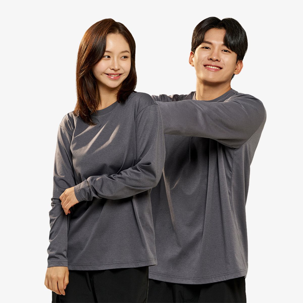 밸롭(BALLOP) 무지 좋은 긴팔티 ver2 차콜