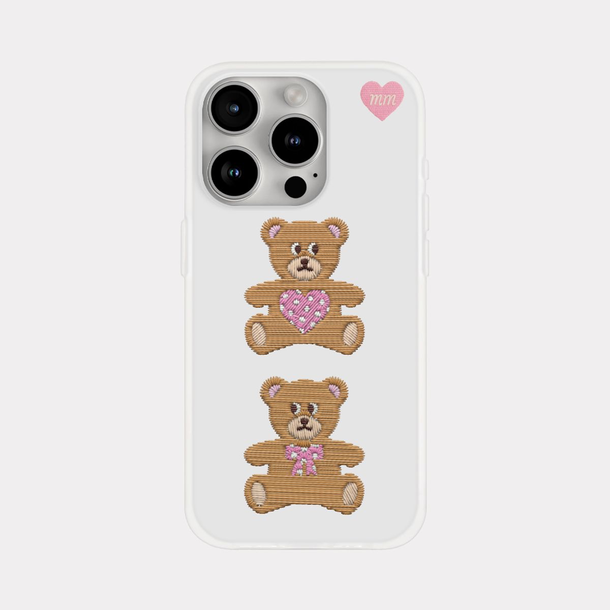 메이드모먼(MADEMOMENT) love teddy stitch 디자인 [반투명 폰케이스]