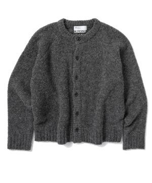 플래쉬 심볼 래글런 크롭 가디건 - 차콜