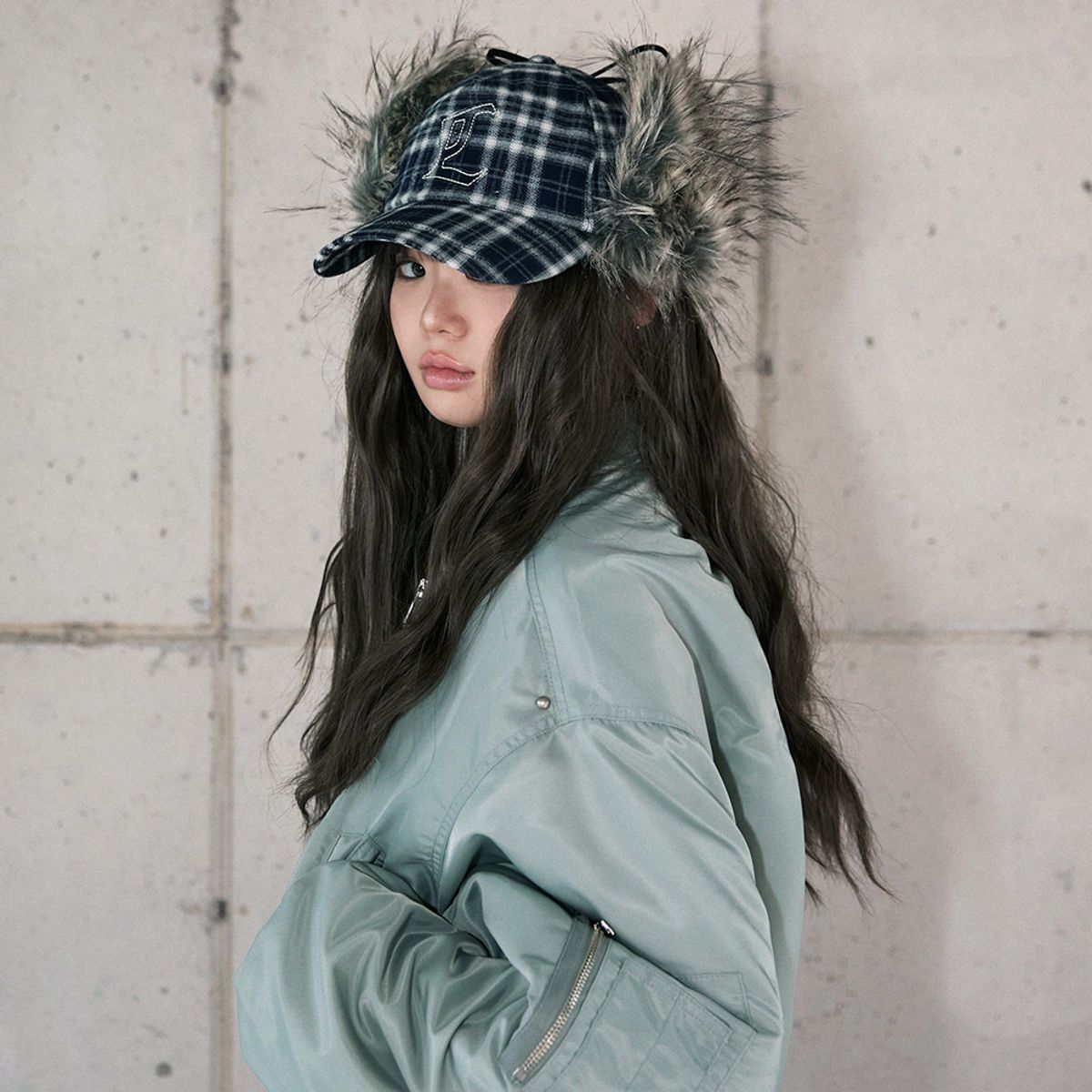 라라폭스(LALAFOX) CHECK FUR EARFLAP CAP NAVY 캡 BR4AH004