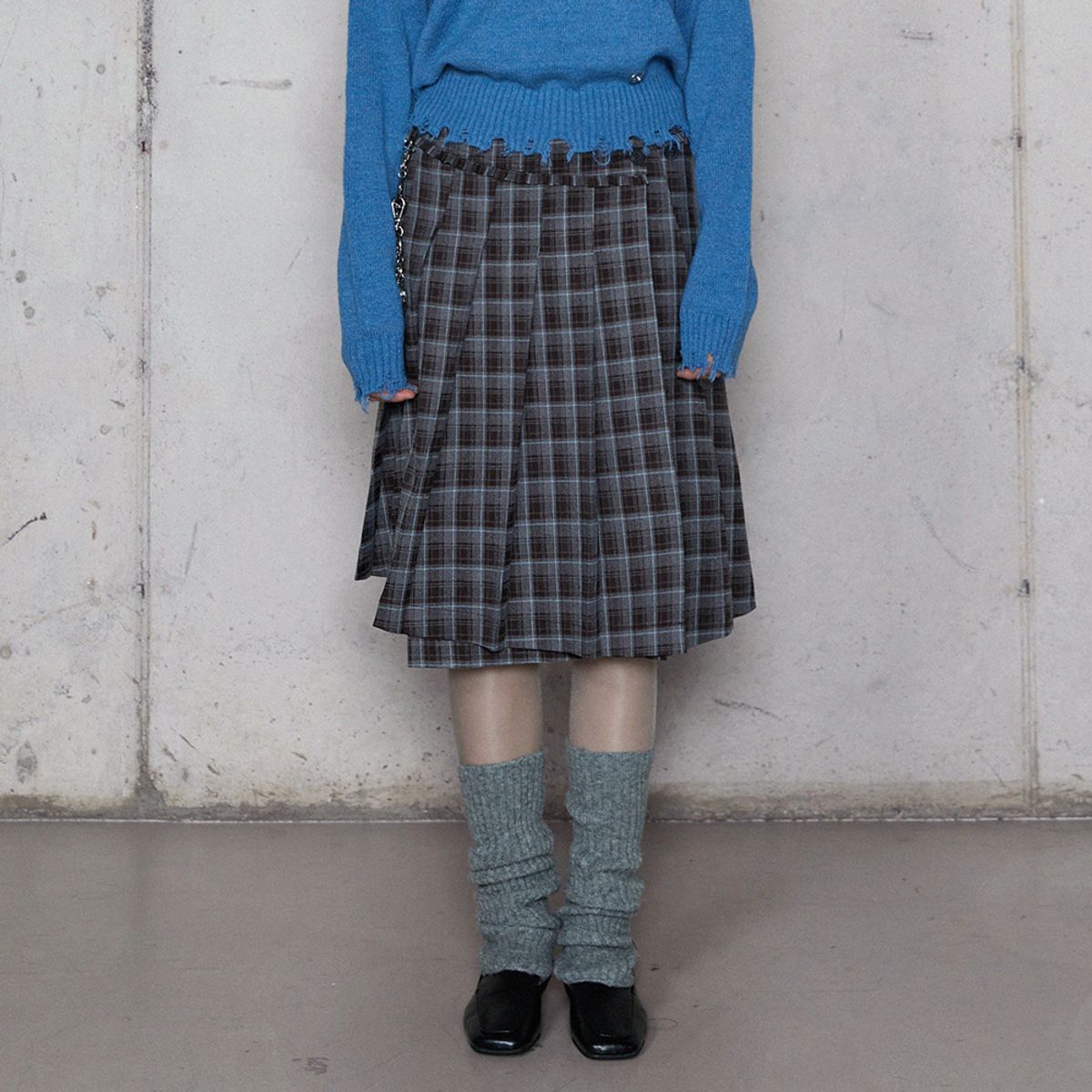 라라폭스(LALAFOX) CHECK WRAP SKIRT BROWN 체크스커트 BR4WS001
