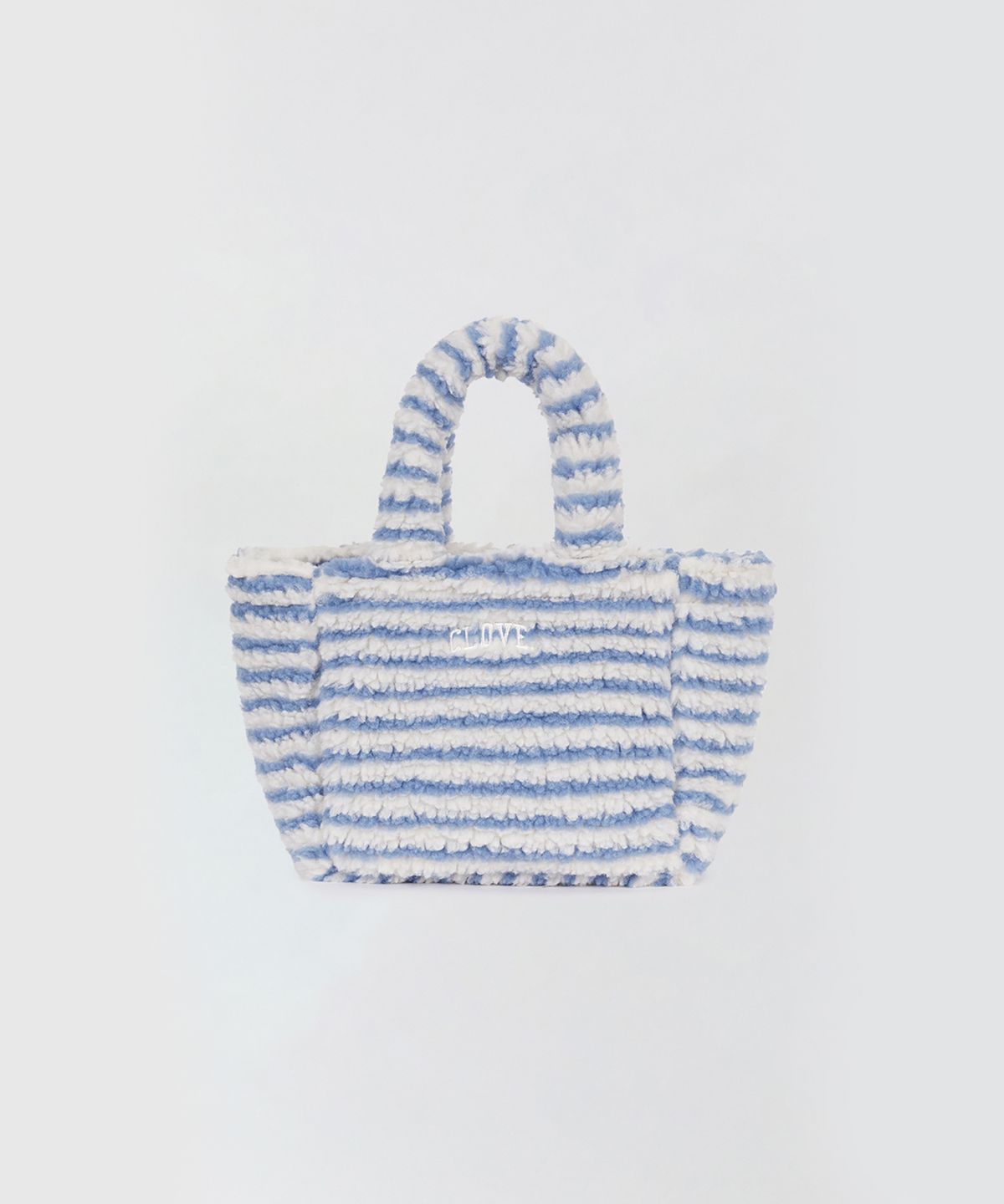 클로브(CLOVE) [25FW clove] Stripe Boa Tote Bag (Light Blue)