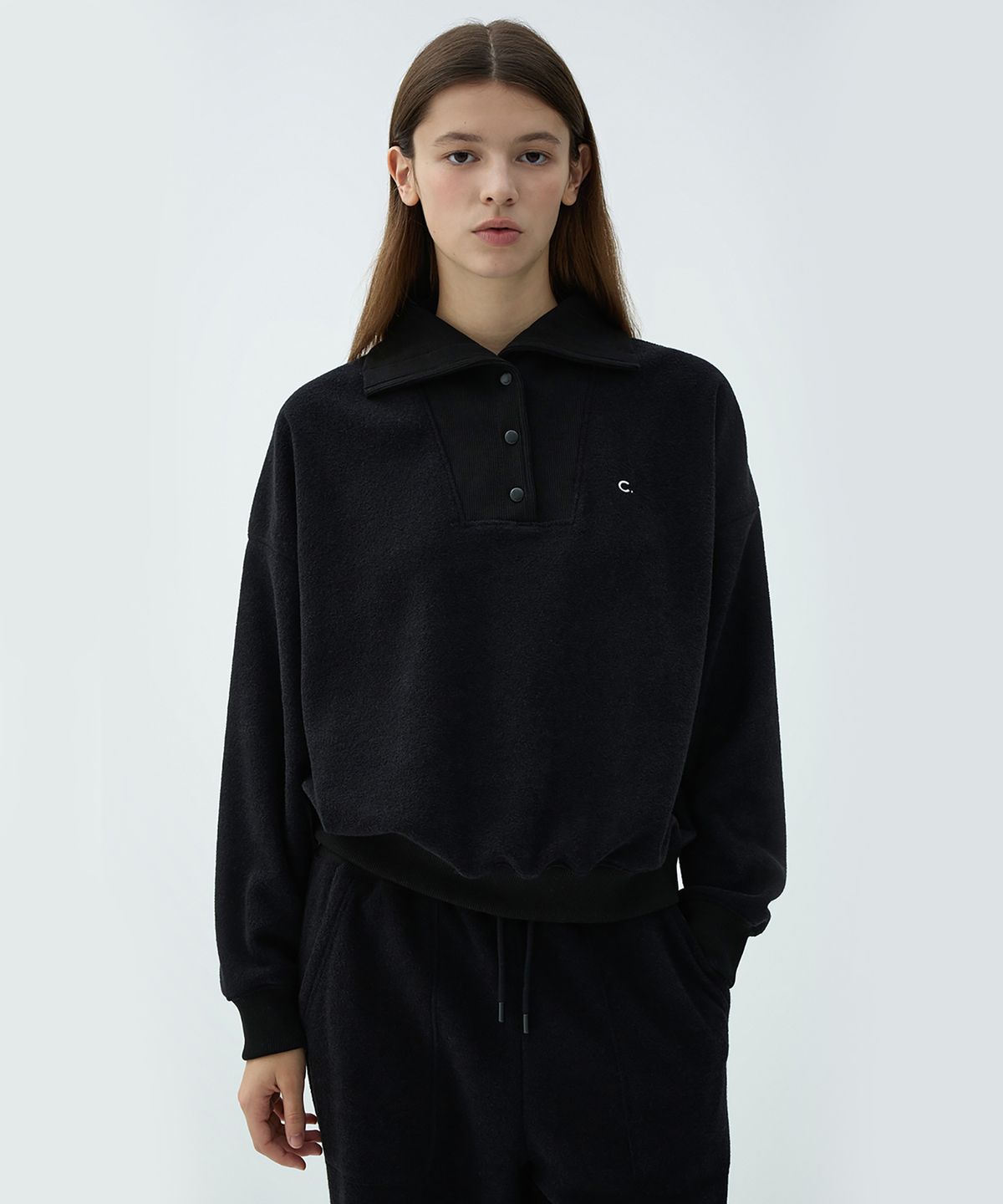클로브(CLOVE) [25FW clove] Heritage Open Collar Sweatshirt (Black)