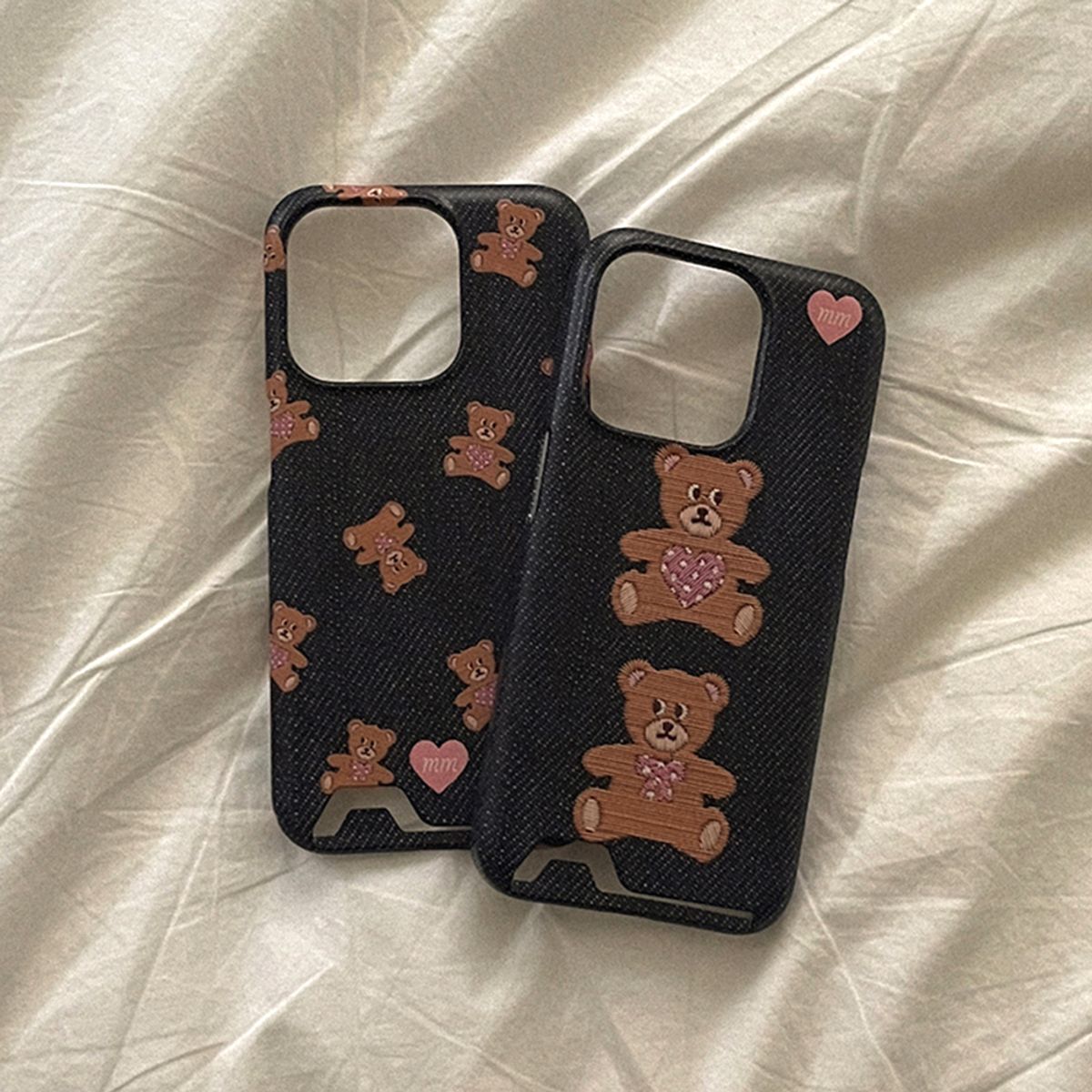 메이드모먼(MADEMOMENT) love teddy stitch 디자인 [카드수납 폰케이스]