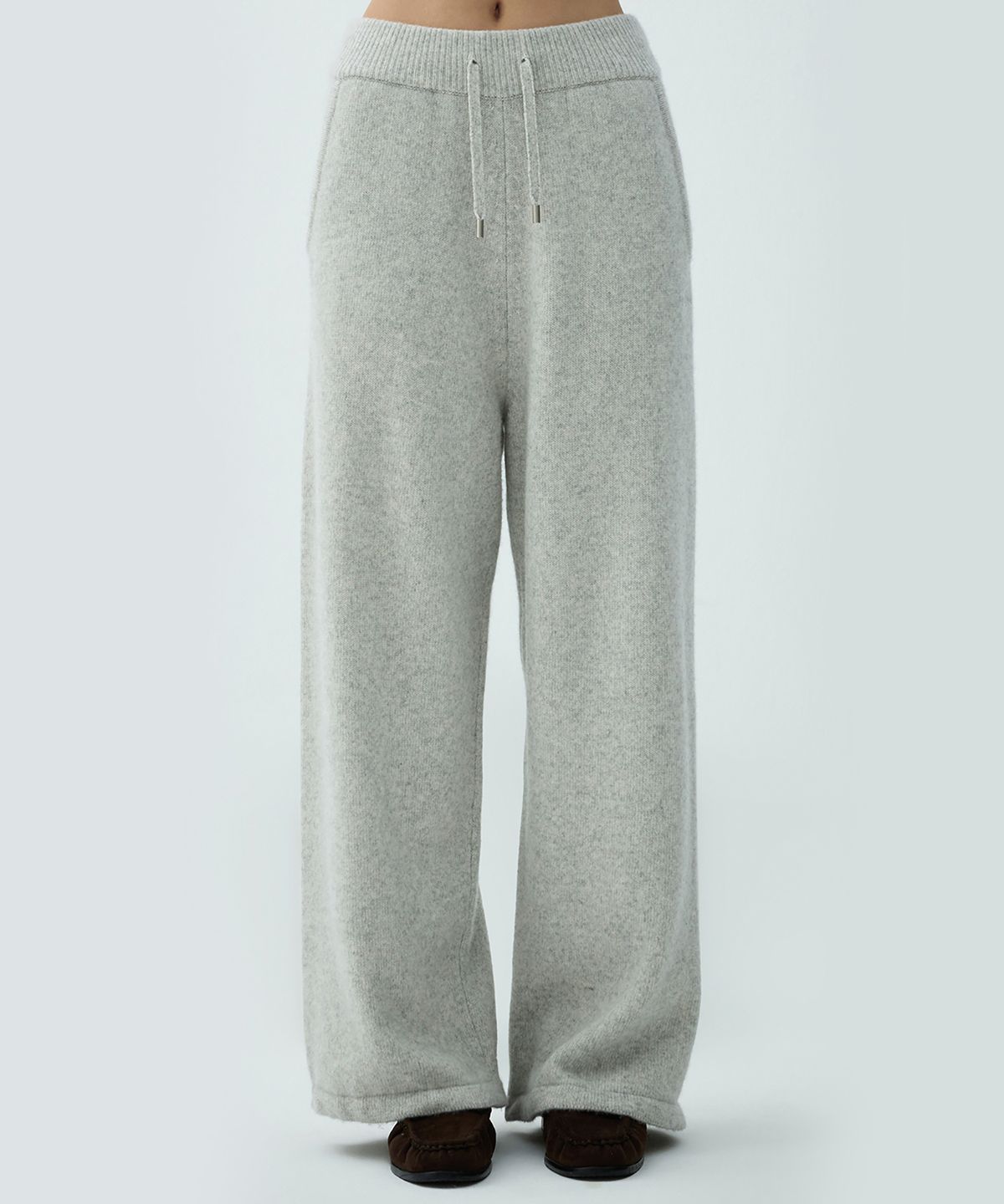 클로브(CLOVE) [25FW clove] Drawstring Wide Knit Pants (Light Grey)