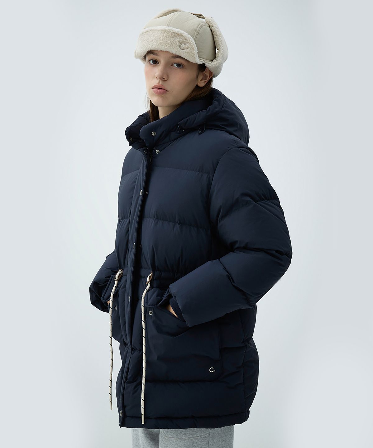 클로브(CLOVE) [25FW clove] Pocket Hooded Long Goose Down Jacket (Navy)
