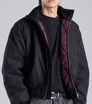 스탠드 카라 블루종 크롭 자켓 (블랙)