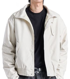 크롭 헤비 보아 투웨이 워크 자켓 (아이보리)