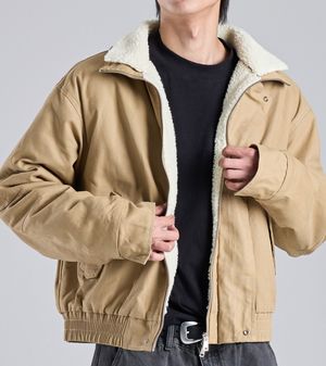 크롭 헤비 보아 투웨이 워크 자켓 (베이지)