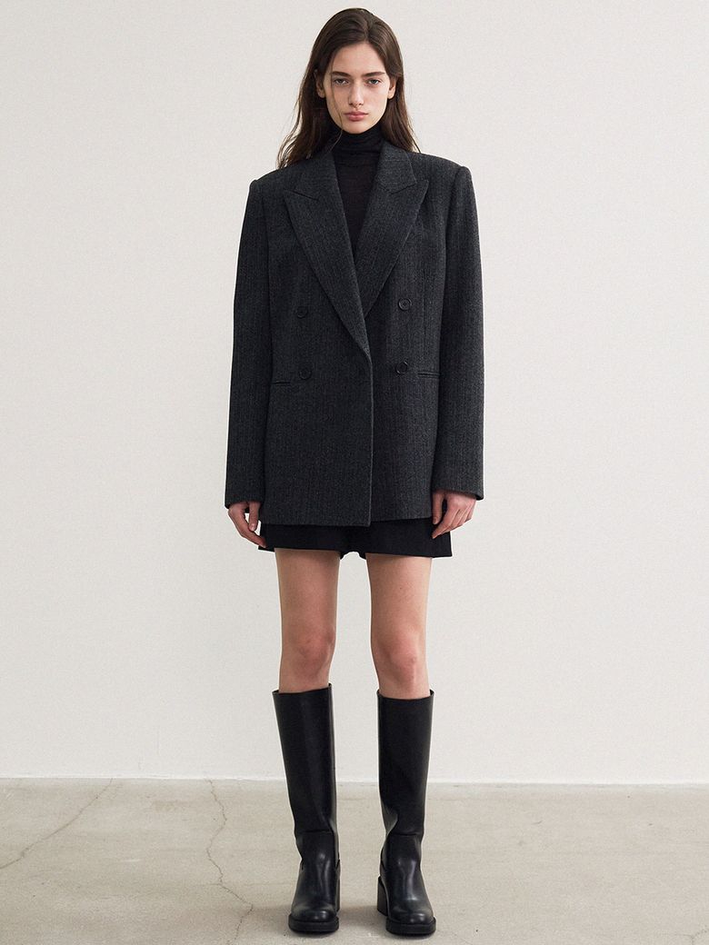 wool over-fit double-breasted jacket (charcoal)