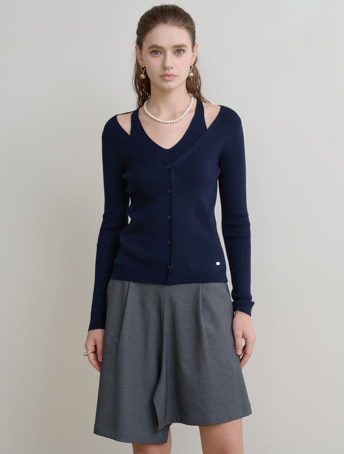 르이엘(LE YIEL) A-Line Skirt Pants_Charcoal Grey 에이라인 스커트 팬츠_차콜 그레이