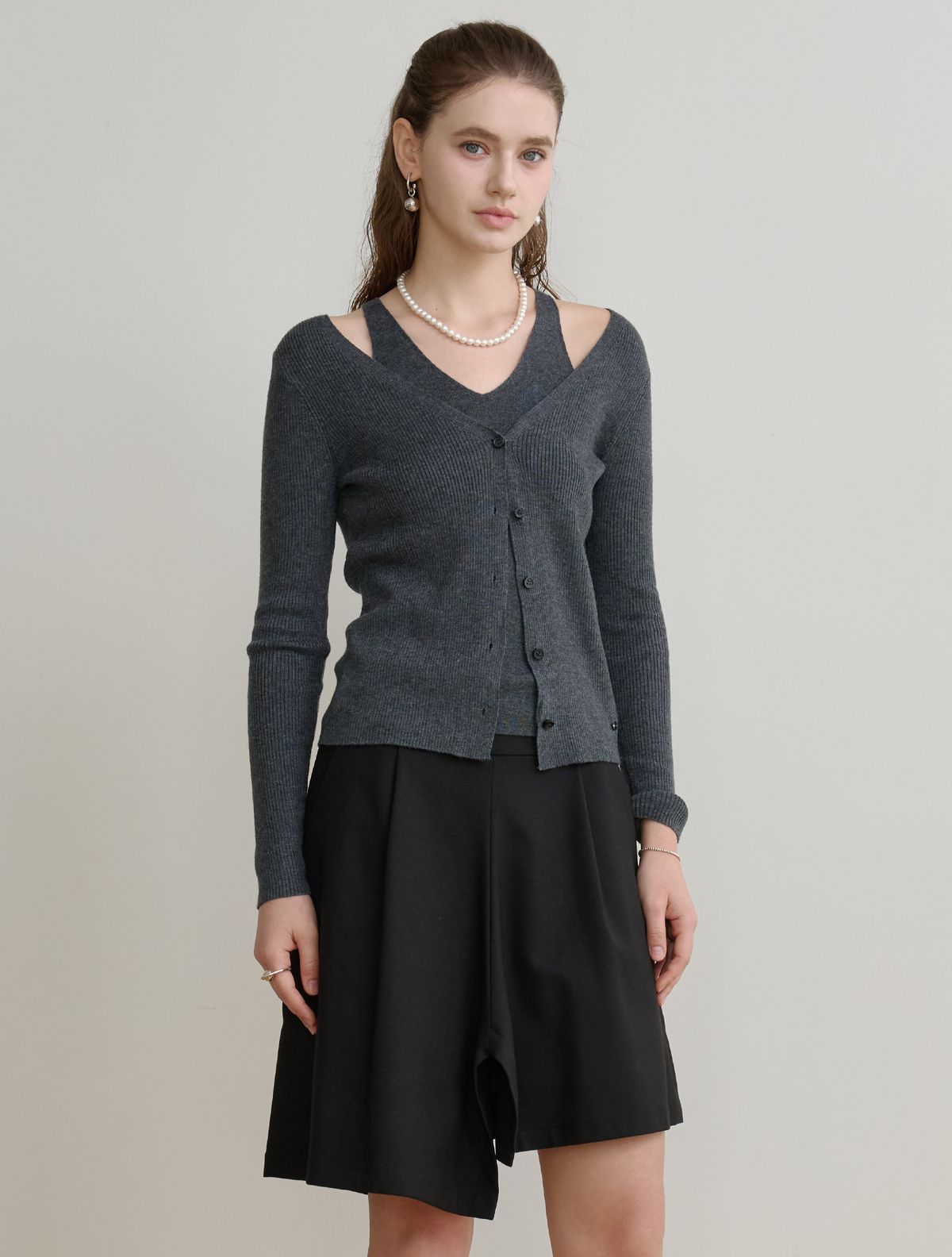 르이엘(LE YIEL) A-Line Skirt Pants_Black 에이라인 스커트 팬츠_블랙